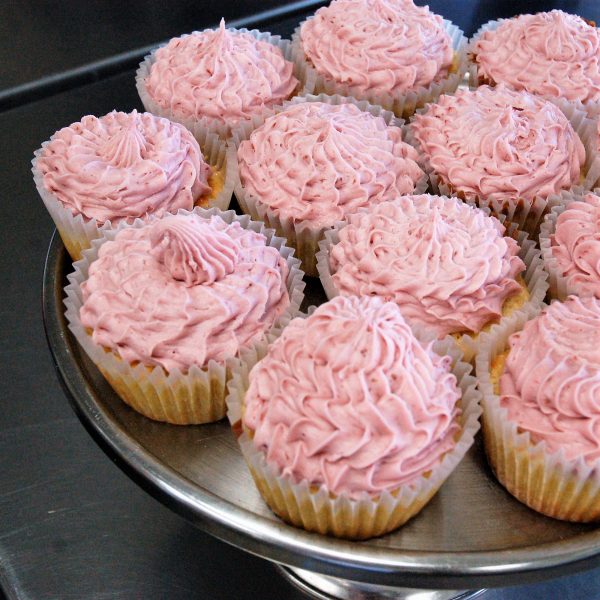 Lemon Cupcakes with Raspberry Buttercream