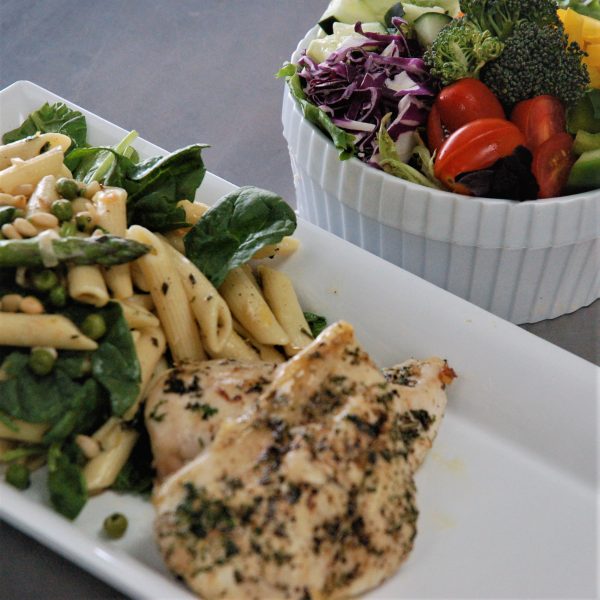 Grilled Chicken with Spring Pea & Asparagus Pasta