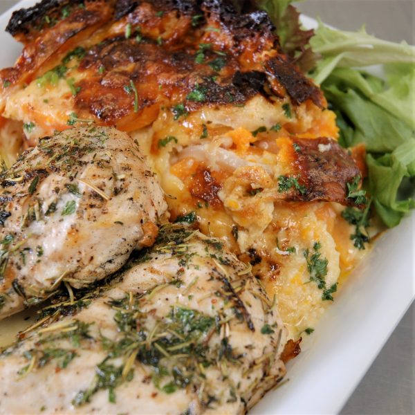 Rosemary Chicken with Scalloped Sweet Potatoes