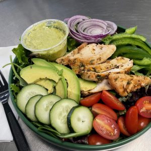Green Goddess Salad Box with Chicken or Salmon (GF Option Available)