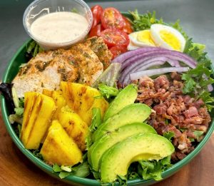Chicken Cobb Salad with Grilled Pineapple (GF option available)